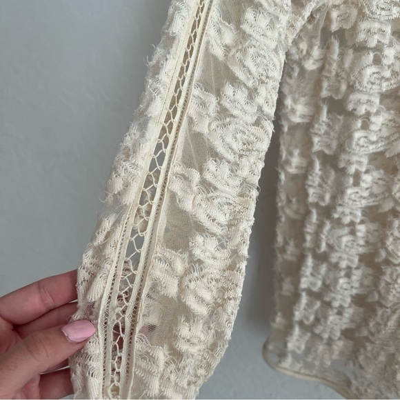 Free People Floral Textured Sheer Lace Pullover top - Picture 6 of 8